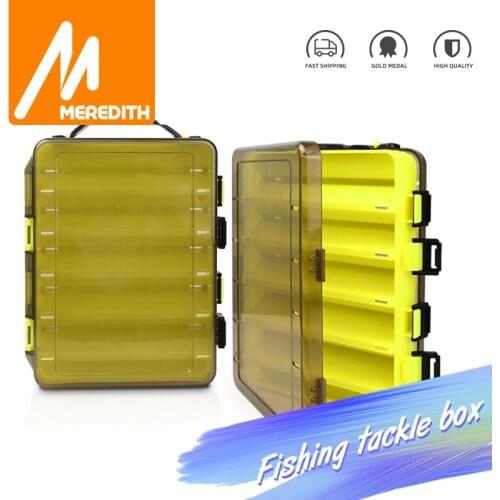MEREDITH Convenient Sided Fishing Tackle Box Compartments Bait Lure Hook Storage Box Fishing Accessories Plastic Storage Case