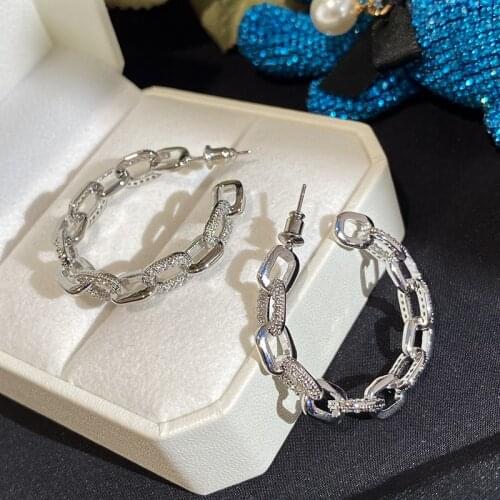 Bilincolor Silver Metal Color Fashion Punk Chain Earring for Women