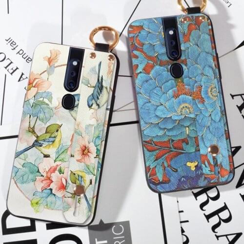 Soft Phone Holder Case For OPPO F1S A59 F3 F5 F7 F9 F11 A91 F15 F17 Pro Silicon Bird Wrist Strap Case For OPPO R15X R17 Pro