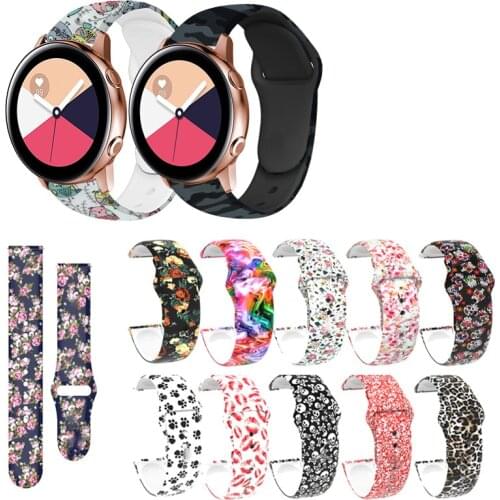 Camo Soft Silicone Watch Band Strap for Samsung Galaxy Watch Active 2 40mm 44mm for Samsung Watch3 41mm Replacement strap 20mm