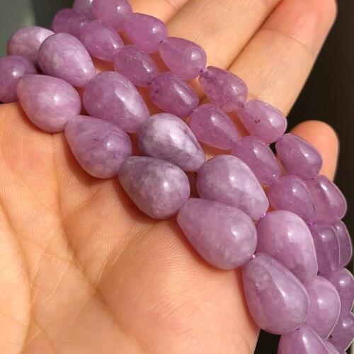 Natural Stone Purple Angelite Crystal Beads Loose Water Drop Spacer Beads For Jewelry Making Diy Earrings Bracelet Necklace 15"