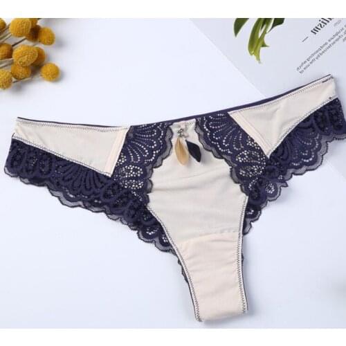 2021 New Lace Women T-back Thong panties Exotic Style Low Waist Women Panties Sexy String Lace Underwear Female