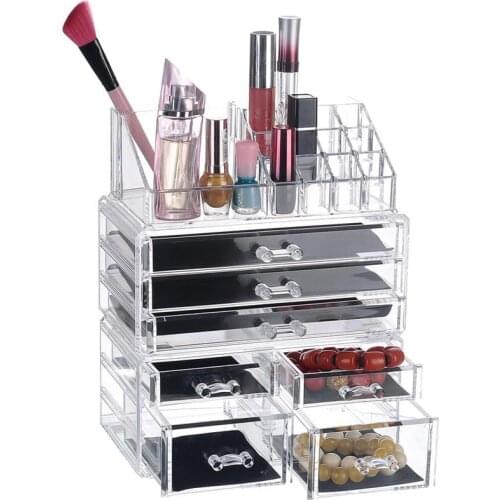 New Clear Acrylic Makeup Organizer Cosmetic Storage Box Desktop Lipstick Holder Drawer Makeup Tools Case Jewelry Cosmetic Box