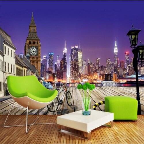 Wallpapers YOUMAN Custom Modern 3D City Night Landscape 3d Room Wallpaper Wall Mural Wall paper Furniture Design Room Decor