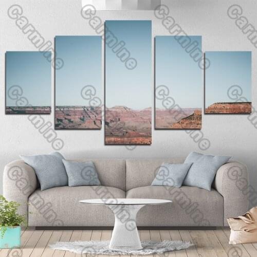 Poster Brick Red Topography Blue Sky Landscape Canvas Painting 5Pcs Posters Painting Wall Art Decoration for Living Room