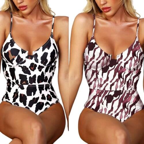 Sexy Women One-Piece Swimsuit Sleeveless Strap Leopard Bikini Monokini Hot Summer Bathing Suit Female Backless Swimsuit
