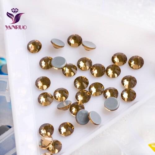YANRUO 2058HF Light Colorado Topaz Hot-Fix Strass Rhinestones Flatback Crystal Stones Rhinestone for Crystals Glass