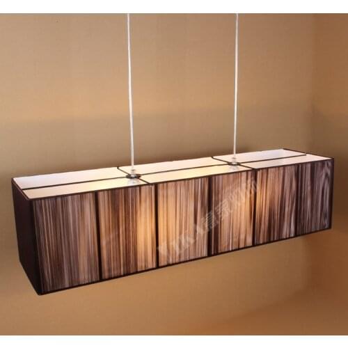 LED silk dining room modern pendant lights Restaurant lamp simple rectangular lamp pendant lamp Chinese hotel living room lamp