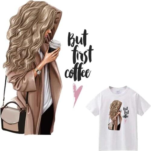 Fashion Girl Patches For Clothes DIY Washable T-Shirts Heat Transfer Thermal Stickers Mature And Simple Style Iron On Appliqued