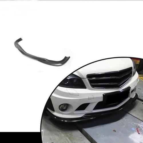 V Style CF Real Carbon Fiber Front Bumper Chin Lip Splitter Add-on Refit For Mercedes Benz W204 Sedan Sports C63 AMG Only 08-11