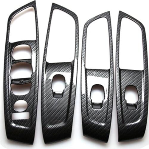 Interior Stainless Steel and ABS Carbon Car Door Window Switch Lift Panel Trim Cover For Renault Koleos for Samsung QM6 LHD 2017