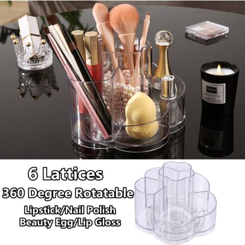 360 Rotating Makeup Brush Organizer Rotatable Acrylic Table Cosmetics Storage Box Lipstick/Nail Polish/Beauty Egg/Lip Gloss