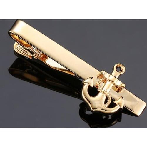 High quality French tie clip plated gold anchor collar for mens fashion French accessories for wedding gifts Brand jewels