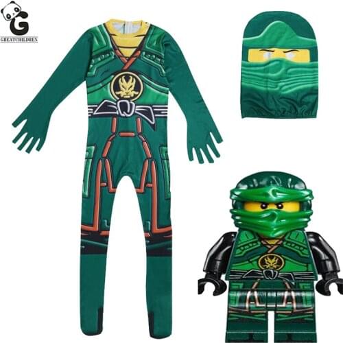 Green Ninjago Costume Kids Boys Jumpsuits Children Halloween Christmas Costume for Kids Fancy Party Clothes Ninja Costume Suits
