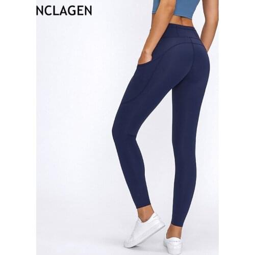 NCLAGEN Women Yoga Pants With Pockets Double-sided Professional Fitness Leggings Sport High Waist GYM Workout Butt Lift Capris