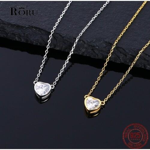 2020 New 925 Sterling Silver Love Heart Necklace for Women Wedding Clear CZ Zircon Jewellery Heart Necklace