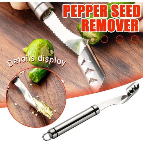 1PC Stainless Steel Corer Seed Remover Fruit Vegetable Multi-functional Green Pepper Corer Cutter Kitchen Gadgets Tools 2021