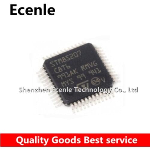 1 Pcs/Lot STM8S207C8T6 LQFP-48 MCU 8-bit STM8 CISC 64KB Flash 3.3V/5V 100% New&Original