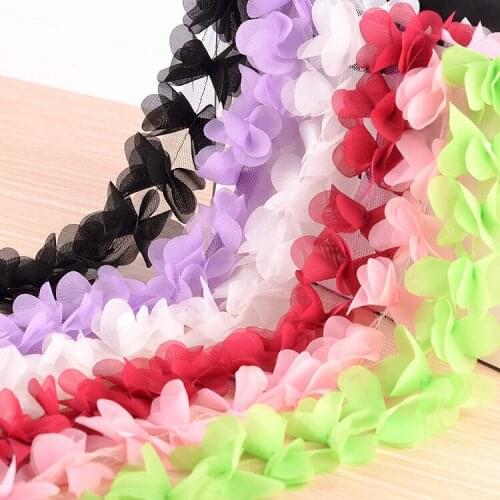 10 Yard/Lot DIY Lace Trim Lace Fabric Multicolor Petals Chiffon Flower 3D Shoes Hats Wedding Dress Clothes Accessories