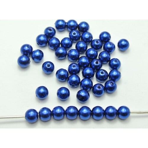 200 Pcs 8mm Plastic Faux Pearl Round Beads Navy Blue Imitation Pearl