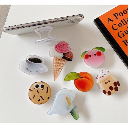 3D Epoxy Cute Fruit Folding Finger Grip Ring Mobile Phone Expanding Holder Mount Socket Smartphones Desktop Bracket Phone Stand