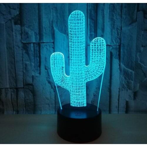 Cactus 3d Night Light Colorful Touch Remote Control LED Lamp For Childrens Birthday Gift Led Night Lamp Wholesale customizatio