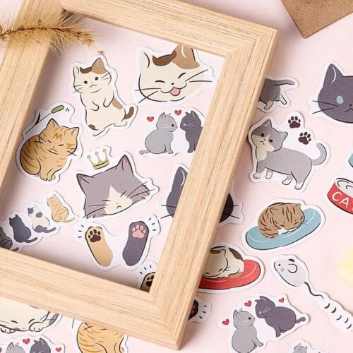 45Pcs DIY Paper Sticker Flakes Stationary Office Accessories Art Supplies Cat Diary Decorative Stickers Scrapbooking