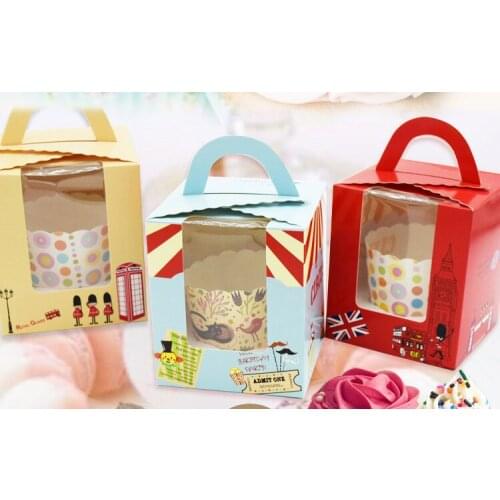 500pcs/lot 1 cupcake boxes with window with handle marklon box mousse Pudding bottle small gift packing
