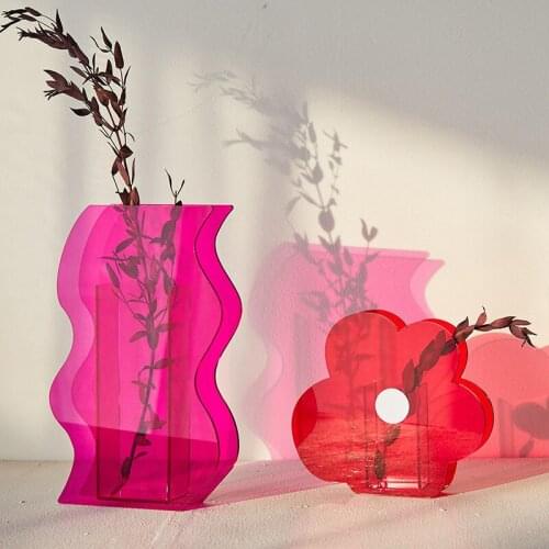 Acrylic Vases Floral Container Dried Flowers Vase for Decor Wedding Party Home Office Decoration