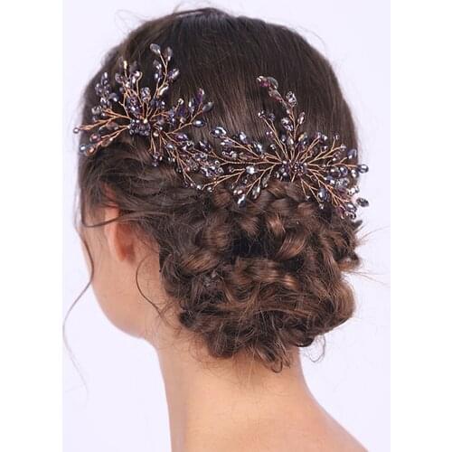 Shiny Purple crystal Hair Clip Feast Headpiece Wedding Hair Accessories Handmade Hair Jewelry for Elegant women