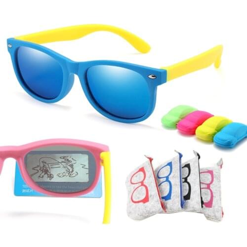 Rubber Polarized Sunglasses Kids TR90 Boys Girls Mirror Polaroid Sun Glasses Silicone Safety Glasses for Children Baby UV400