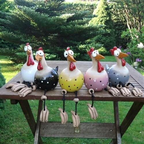 Yard Art Decor Chicken Garden Lawn Plug Ceramic Hen Rooster Ornaments Hens Bird Statues Seater Indoor Outdoor Backyard Decors