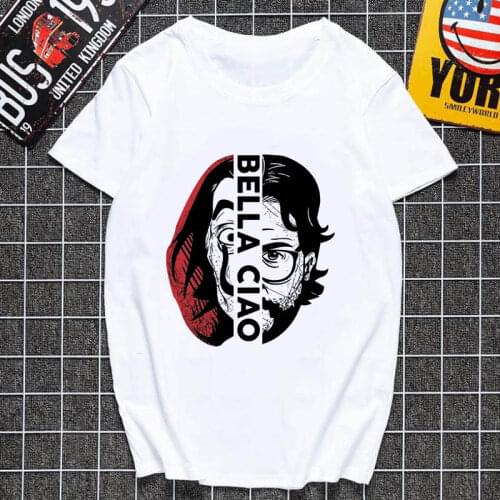 The House of Paper printed T Shirt New Money Heist Women La Casa De Papel Tshirt Women Vogue Casual Dali Mask Casa De Papel tee