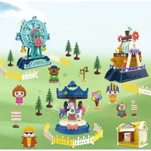 Playground Facilities Stacking Block Building Block Assembly Block Plastic 3D Puzzle with Screwdriver 7 Scenes Available