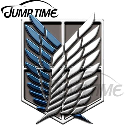 JumpTime 13 x6.2cm For Scout Attack on Titan Logo Car Stickers Waterproof Scratch-proof Custom Printing Bumper Trunk Truck Decal