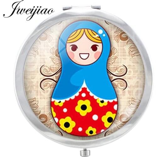 JWEIJIAO DIY simple Pictures ART Doll photo Decoration espejo de maquillaje Halloween grisly pocket mirror for girls JN08