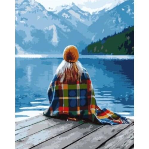 Painting By Numbers Dropshipping Thinking Girl 40x50CM Figure DIY Decor Posters and Prints Modern Living room Artwork Picture