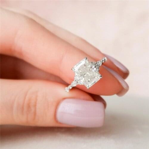 RandH 9.5*7mm 3.0carats DEF VVS GRA Moissanite Womens Ring 18K Solid White Gold For Wedding Anniversary Gift Free Shipping