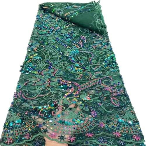 SJ Lace African Lace Fabric 2021 High Quality Lace French Nigerian Sequins Embroidered Tulle Lace Fabric For Wedding r6-4