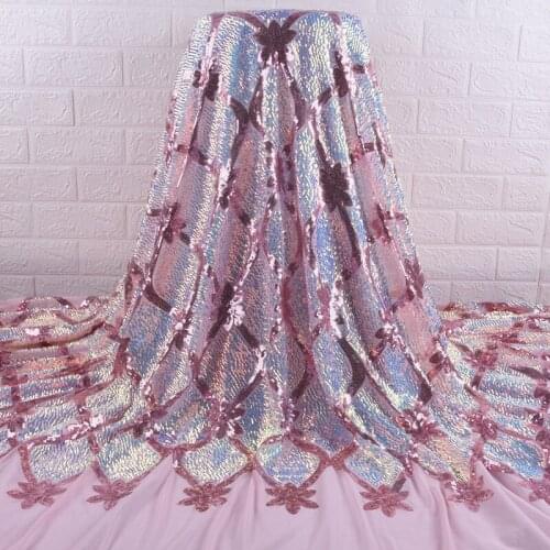 Zhenguiru Sequin Lace Fabric Mesh African Embroidery Sequence Nigerian French Party Latest High Quality Tulle Hot Sale A1890
