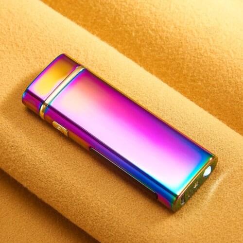 Mini Cool Double Arc Electric Lighter LED Lighting Flashlight USB Rechargeable Windproof Lighters Power Display Outdoor Lighter