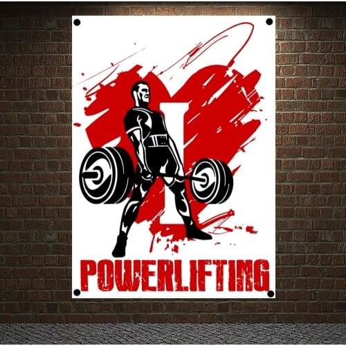 POWERLIFTING Motivational Workout Posters Exercise Bodybuilding Banners Wall Art Flags Wall Hanging Tapestry Gym Wall Decor