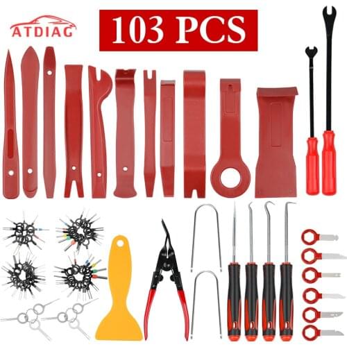 103PCS Car Trim Removal Tools Kit Auto Panel Dash Audio Radio Removal Installer Repair Pry Tools Kit Fastener Removal