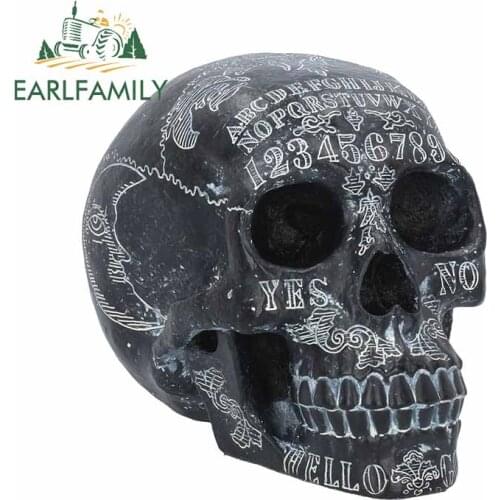 EARLFAMILY 13cm for Black Horror Skull Decal Motorcycle Windows Scratch-Proof RV Car Stickers Bumper Laptop Decoration