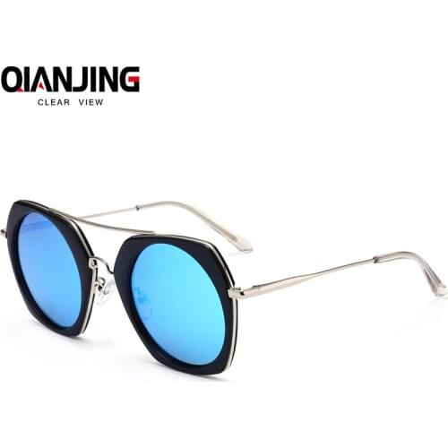 QIANJING 2018 New Vintage Women Round Sunglasses Women Fashion Designer Eyewear Gradient Men Female Retro Sun Glasses Brand
