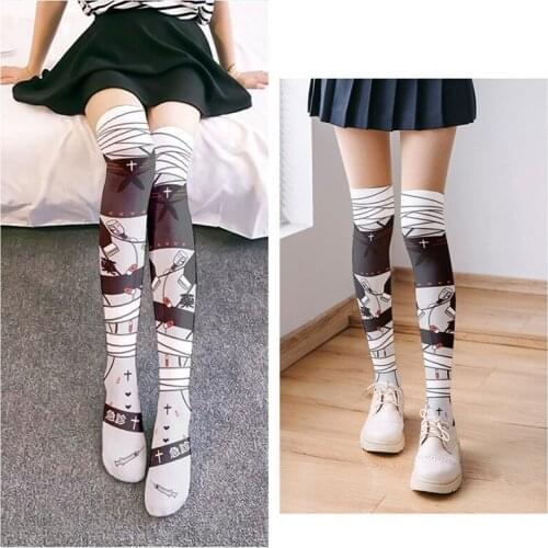 New Fashion Sexy Japanese Style Stockings Soft Printed Kawaii Ladies Long Socks Women Thigh High Over The Knee Stockings