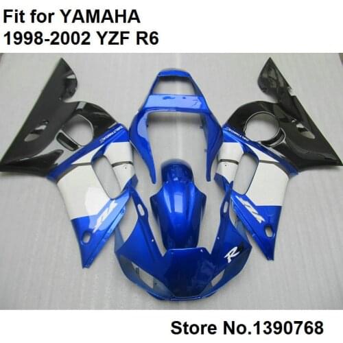 Fit for Yamaha fairings YZF R6 98 99 00 01 02 white blue black bodywork parts fairings set YZF-R6 1998 1999 2000 2001 2002 LV42