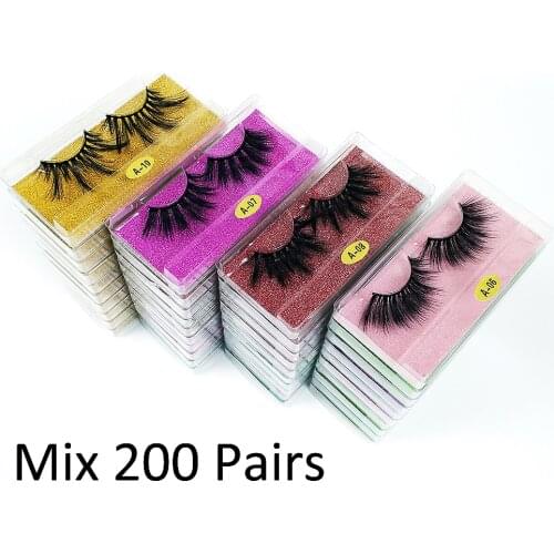 Wholesale 25mm Lashes 50/100/150/200 Pairs 25 mm False Eyelash Thick Strip Mink Lashes Makeup Dramatic Long Mink Eyelashes Bulk