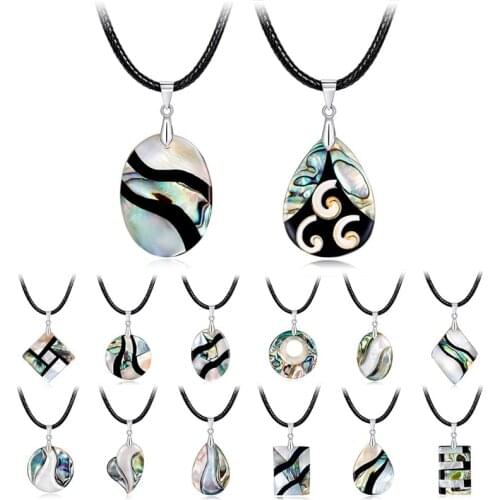 Abalone MOP Shell Alloy Teardrop Pendant Bead Natural Gem Water Drop Paua Necklace Women Men Reiki Jewelry