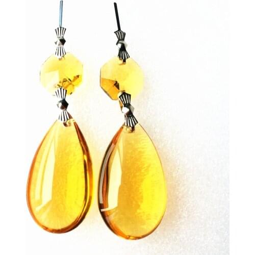 75mm Multicolor Glass Pendant (14mm Octagon Bead With 38mm Oval Water Drop) Crystal Cake accessories Wedding Party Decoration